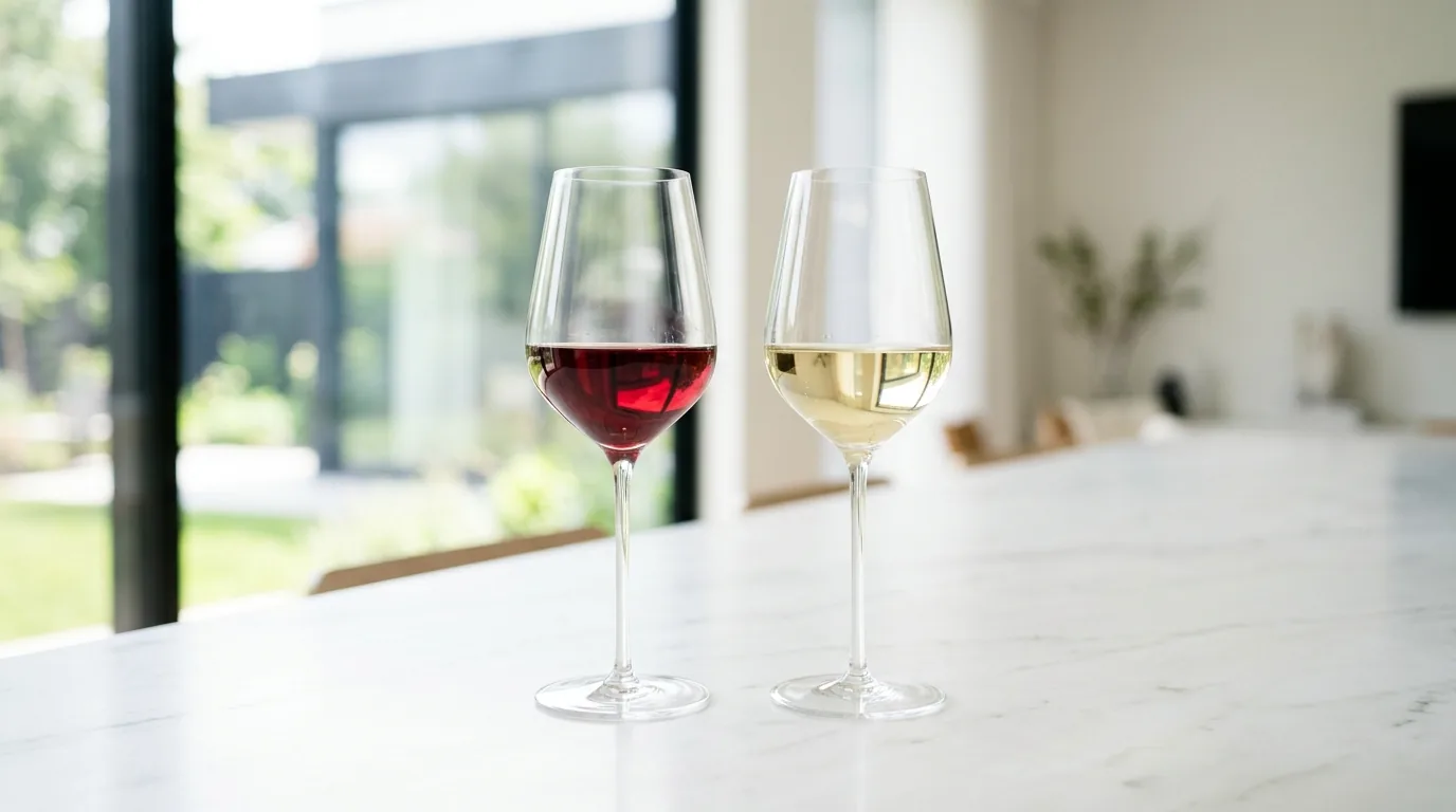 Pair red and white sets with neutral tableware